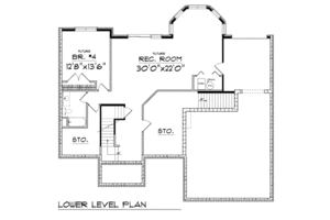 Floor Plan - Lower Floor for Traditional House Plan #70-413 - 3 bed, 2.5 bath