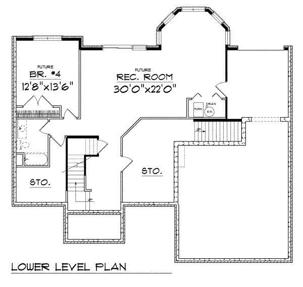 Architectural House Design - Traditional Floor Plan - Lower Floor Plan #70-413