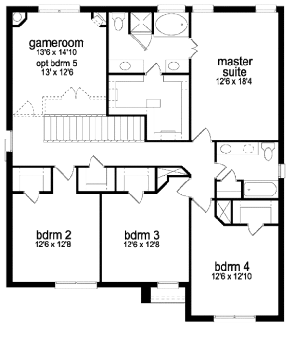 Home Plan - Traditional Floor Plan - Upper Floor Plan #84-383