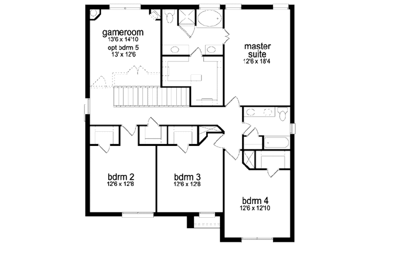 Home Plan - Floor Plan - Upper Floor for Traditional House Plan #84-383 - 4 bed, 2.5 bath