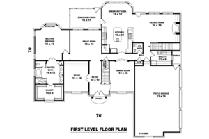 Floor Plan - Main Floor for Colonial House Plan #81-1296 - 5 bed, 4 bath