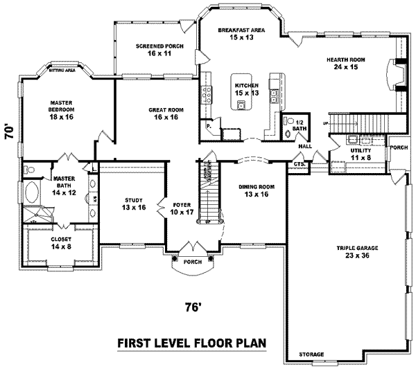 Colonial Floor Plan - Main Floor Plan #81-1296