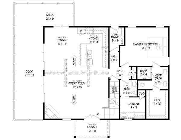 Traditional Floor Plan - Main Floor Plan #932-467