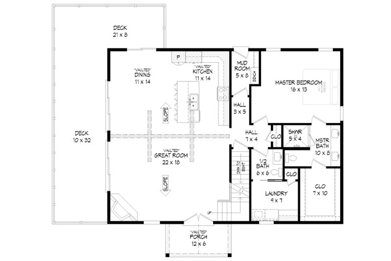 Home Plan - Floor Plan - Main Floor for Traditional House Plan #932-467 - 4 bed, 3.5 bath
