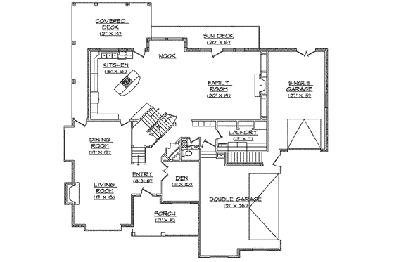 Floor Plan - Main Floor for Traditional House Plan #5-210 - 6 bed, 5.5 bath