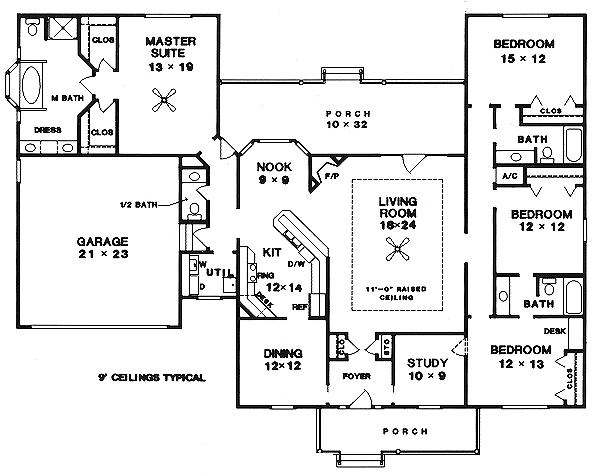 House Plan Design - Southern Floor Plan - Main Floor Plan #14-102