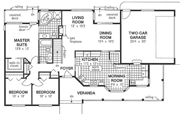 House Design - Ranch Floor Plan - Main Floor Plan #18-198