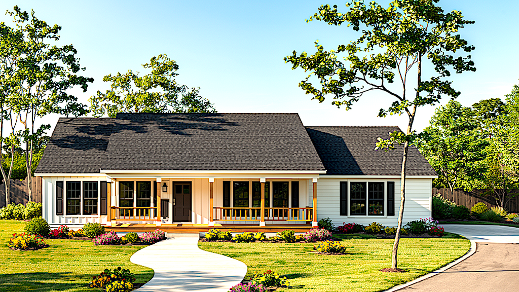 Exterior - Front Elevation 2 for Farmhouse House Plan #30-378 - 3 bed, 2 bath