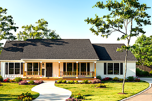 Home Plan - Exterior - Front Elevation for Farmhouse House Plan #30-378 - 3 bed, 2 bath