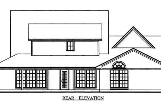 Exterior - Rear Elevation for Farmhouse House Plan #42-349 - 3 bed, 2.5 bath