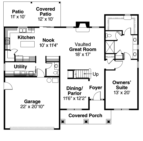 Architectural House Design - Craftsman Floor Plan - Main Floor Plan #124-676
