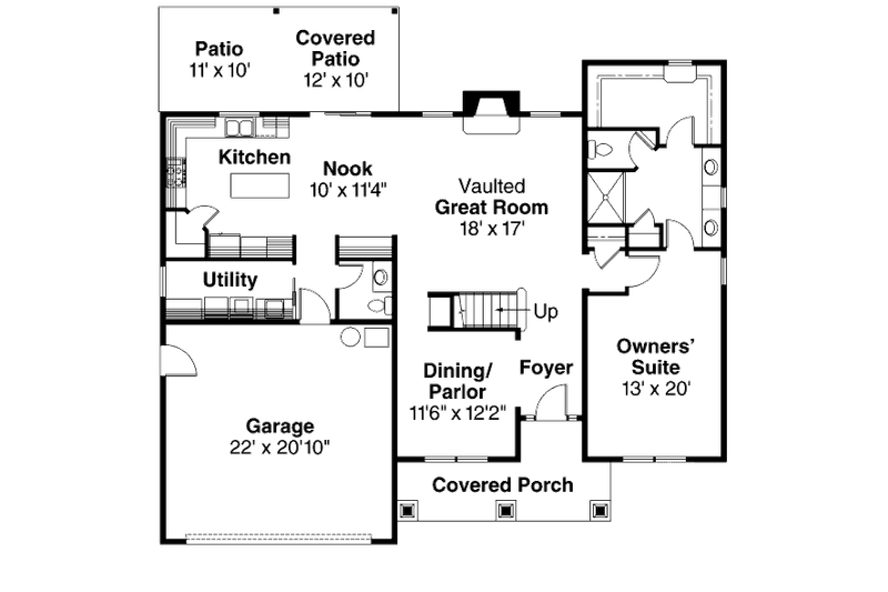 Home Plan - Floor Plan - Main Floor for Craftsman House Plan #124-676 - 3 bed, 2.5 bath