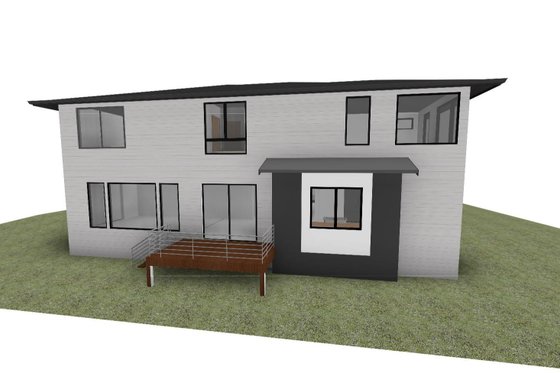 Exterior - Rear Elevation for Modern House Plan #1066-215 - 4 bed, 4.5 bath