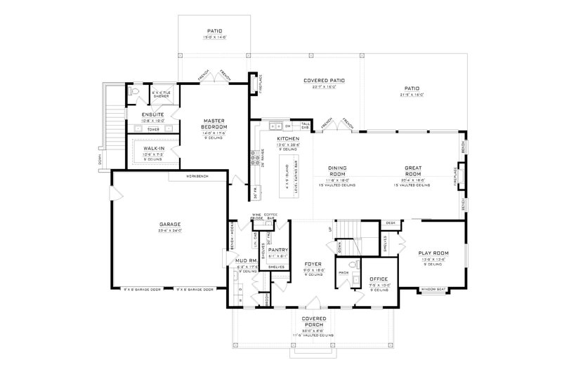 Home Plan - Floor Plan - Main Floor for Farmhouse House Plan #1086-9 - 4 bed, 2.5 bath