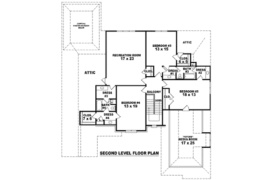Floor Plan - Upper Floor for European House Plan #81-1314 - 4 bed, 4 bath