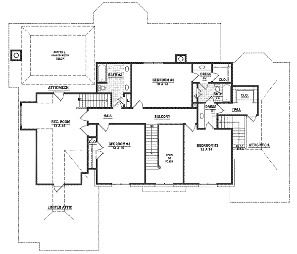 Traditional Floor Plan - Upper Floor Plan #81-391