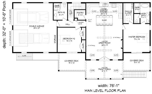 Southern Floor Plan - Main Floor Plan #932-1171