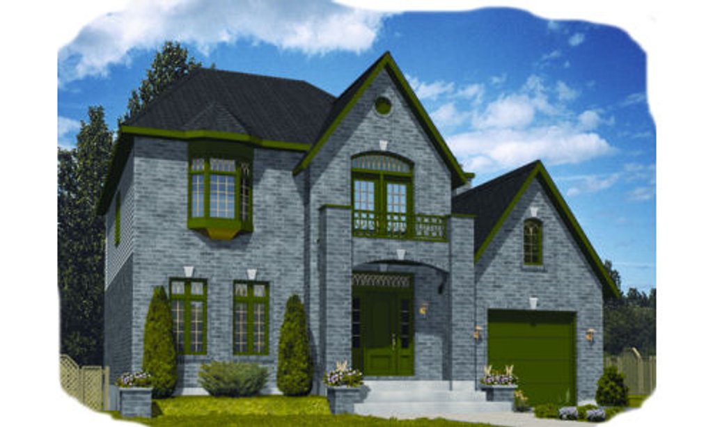 Exterior - Front Elevation 2 for European House Plan #138-164 - 3 bed, 1.5 bath