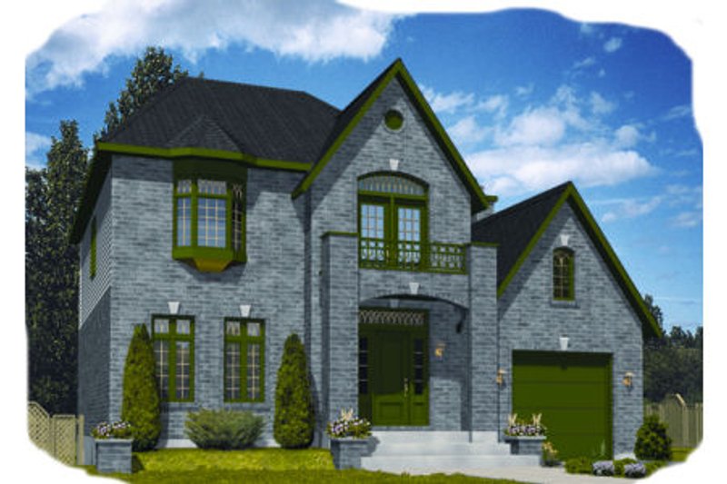 Exterior - Front Elevation 2 for European House Plan #138-164 - 3 bed, 1.5 bath