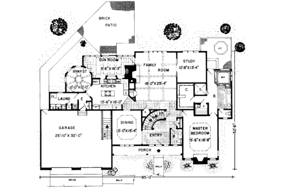 Floor Plan - Main Floor for European House Plan #312-506 - 4 bed, 3.5 bath