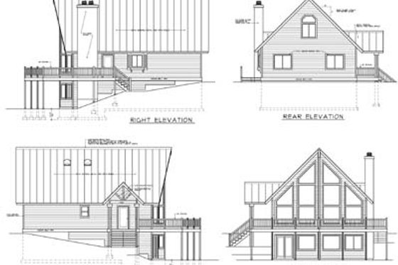 Exterior - Rear Elevation for Cabin House Plan #100-436 - 3 bed, 2 bath