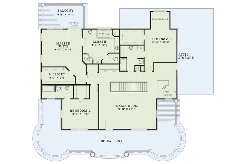 Dream House Plan - Floor Plan - Upper Floor for Southern House Plan #17-247 - 3 bed, 3.5 bath