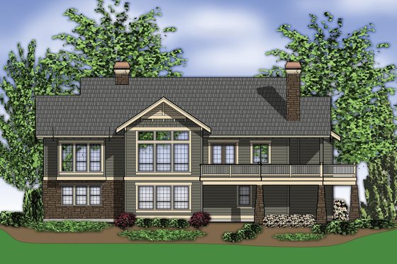 Exterior - Rear Elevation for Craftsman House Plan #48-242 - 4 bed, 3 bath