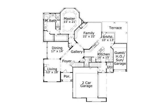 Floor Plan - Main Floor for Traditional House Plan #411-115 - 4 bed, 3.5 bath