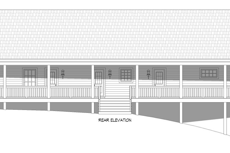 Home Plan - Exterior - Rear Elevation for Southern House Plan #932-1172 - 3 bed, 2 bath