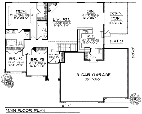 Home Plan - Ranch Floor Plan - Main Floor Plan #70-688