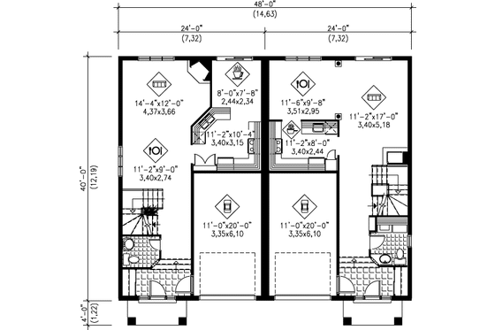 Floor Plan - Main Floor for Colonial House Plan #25-347 - 2 bed, 1.5 bath