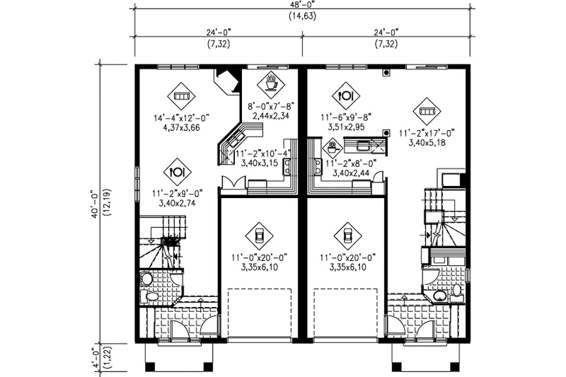 House Plan Design - Floor Plan - Main Floor for Colonial House Plan #25-347 - 2 bed, 1.5 bath