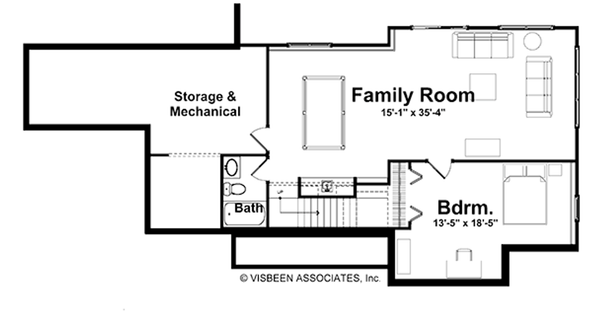 House Blueprint - Floor Plan - Lower Floor for Farmhouse House Plan #928-426 - 2 bed, 2.5 bath
