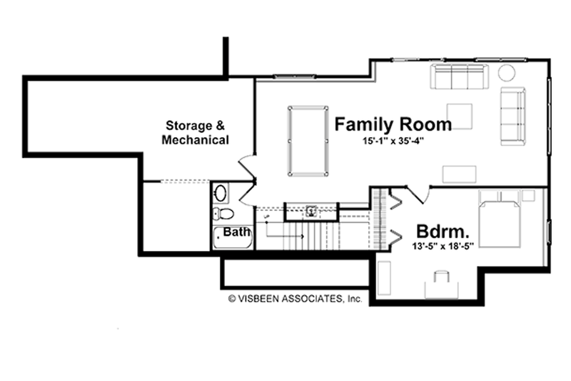 House Blueprint - Floor Plan - Lower Floor for Farmhouse House Plan #928-426 - 2 bed, 2.5 bath