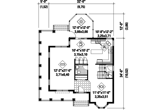 Floor Plan - Main Floor for Country House Plan #25-4346 - 3 bed, 2.5 bath