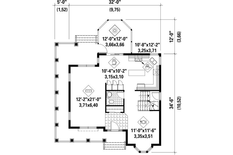 House Blueprint - Floor Plan - Main Floor for Country House Plan #25-4346 - 3 bed, 2.5 bath