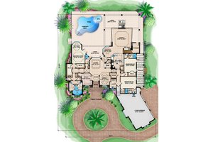 Floor Plan - Main Floor for Mediterranean House Plan #27-387 - 5 bed, 5 bath