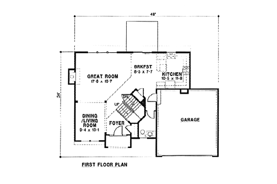 Floor Plan - Main Floor for Traditional House Plan #67-138 - 3 bed, 3 bath