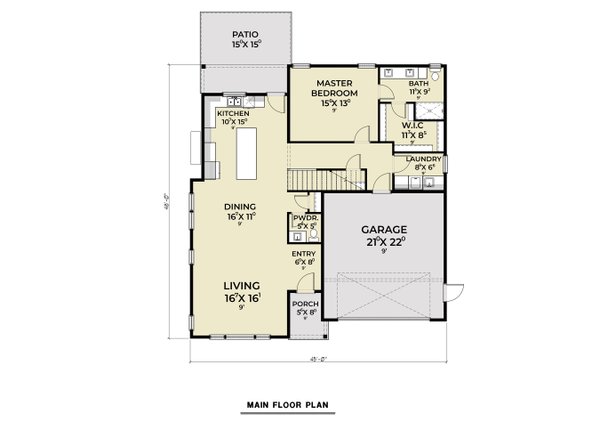House Blueprint - Floor Plan - Main Floor for Contemporary House Plan #1070-273 - 4 bed, 2.5 bath
