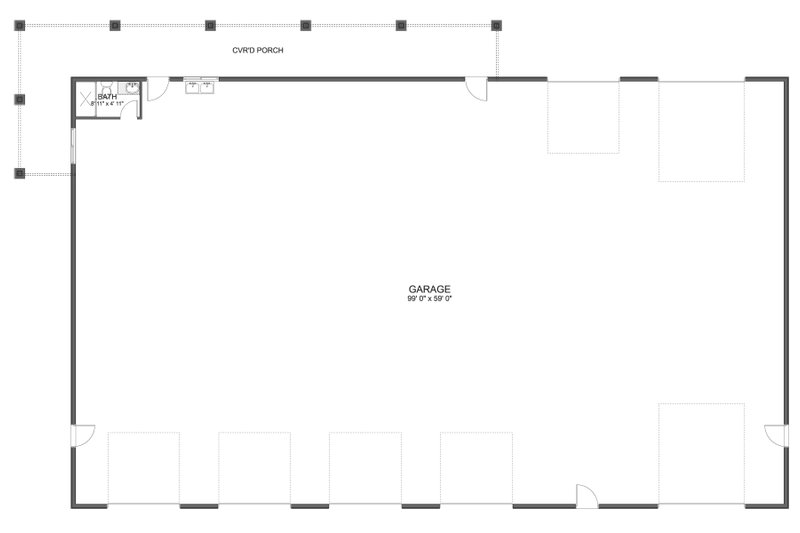 Home Plan - Floor Plan - Main Floor for Farmhouse House Plan #1060-201, 1 bath