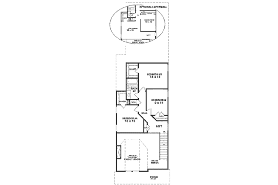 Floor Plan - Upper Floor for Craftsman House Plan #81-138 - 4 bed, 2.5 bath