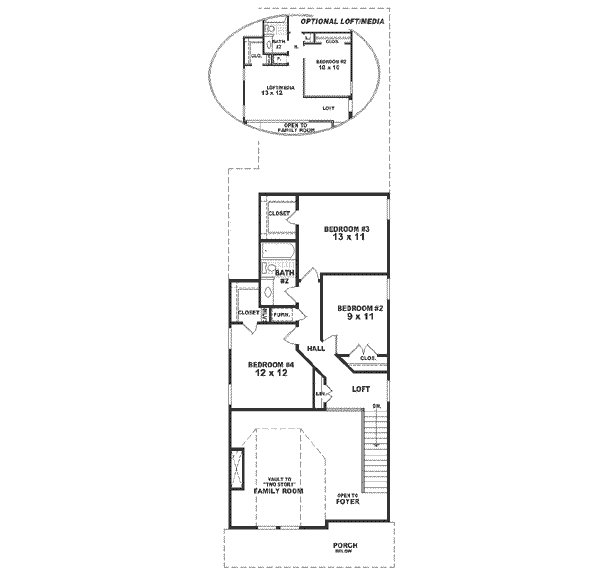 Craftsman Floor Plan - Upper Floor Plan #81-138