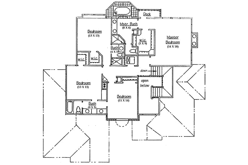 Dream House Plan - Floor Plan - Upper Floor for Traditional House Plan #5-207 - 4 bed, 3.5 bath