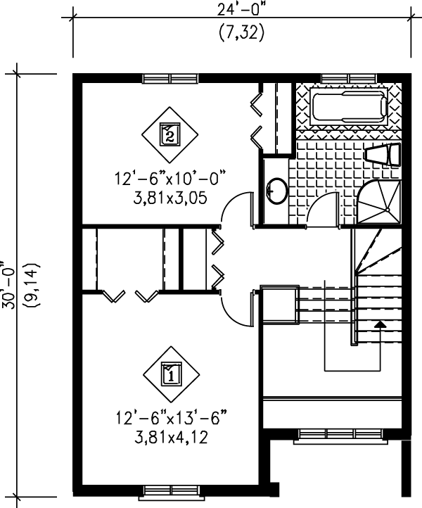 European Floor Plan - Upper Floor Plan #25-2142