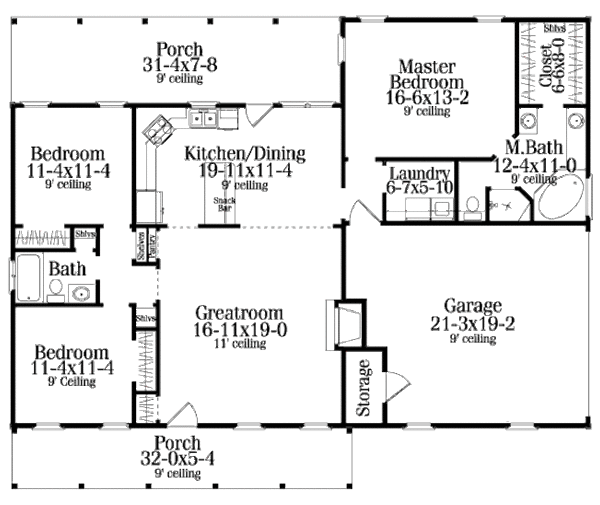 Architectural House Design - Country Floor Plan - Main Floor Plan #406-132