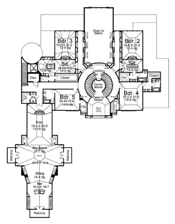 House Blueprint - European Floor Plan - Upper Floor Plan #119-354