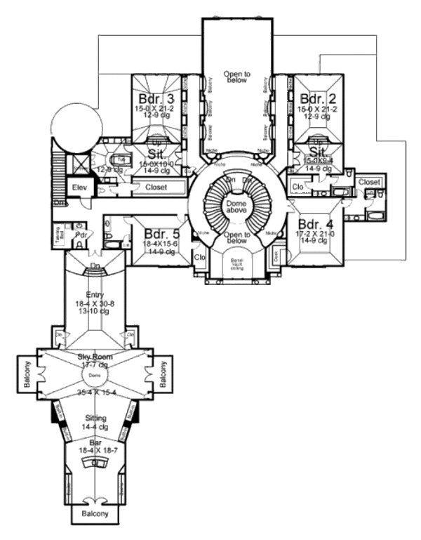 European Floor Plan - Upper Floor Plan #119-354