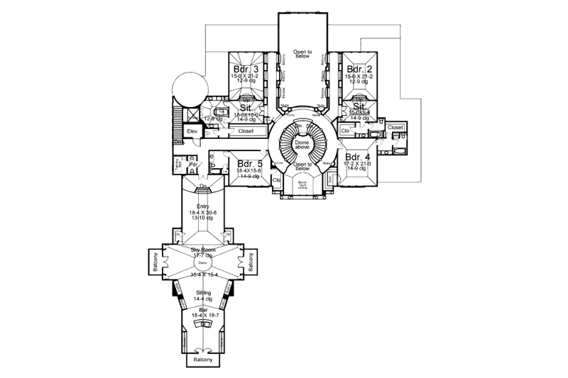 House Plan Design - Floor Plan - Upper Floor for European House Plan #119-354 - 7 bed, 7.5 bath