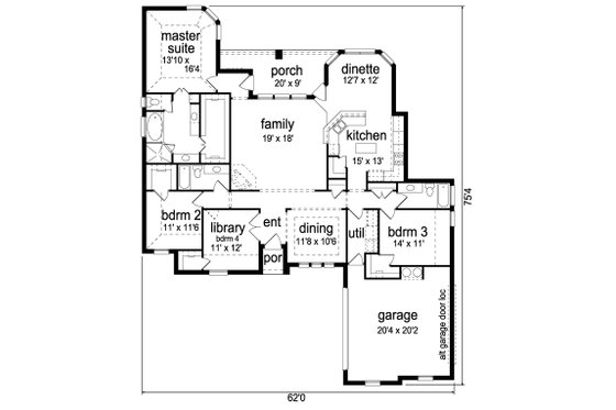 Floor Plan - Main Floor for Traditional House Plan #84-628 - 3 bed, 3 bath