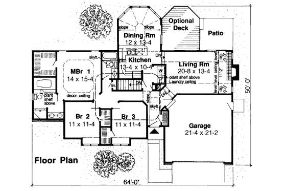 Floor Plan - Main Floor for Traditional House Plan #312-304 - 3 bed, 2 bath